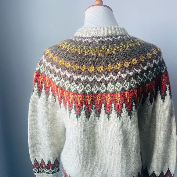 Vintage Handmade in Norway Wool Cardigan Fair Isle - Picture 8 of 14
